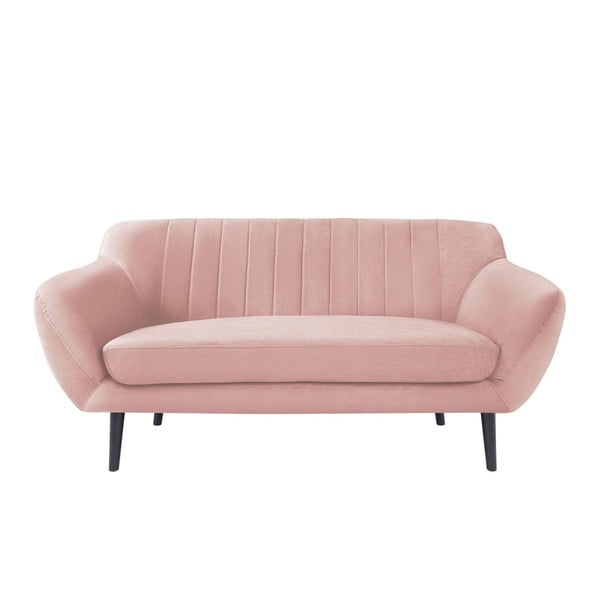 Toscane világos rózsaszín 2 személyes kanapé, fekete lábak - Mazzini Sofas