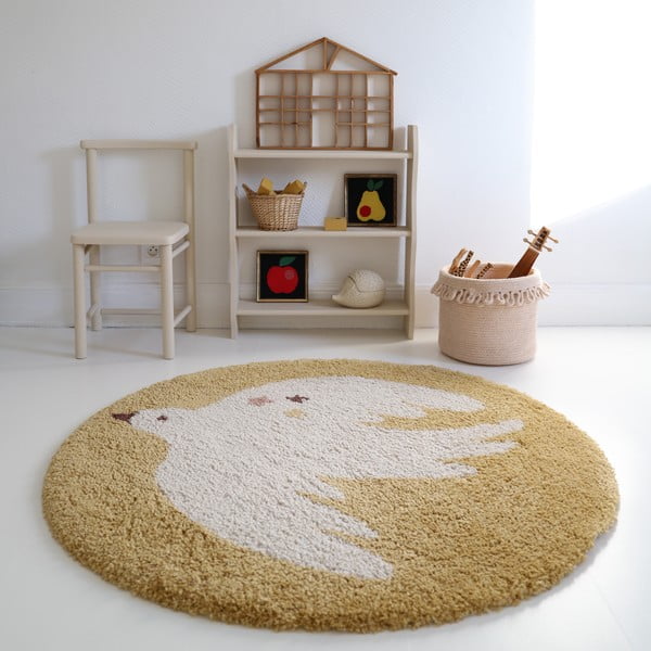 Okkersárga gyerek szőnyeg ø120 cm Bohemian Bird Miel – Nattiot-image-1