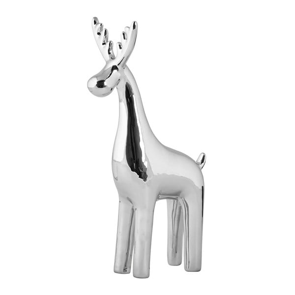 Reindeer Silver dekoratív kerámia szobor ezüst színben, 22,5 cm - KJ Collection