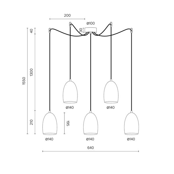 UME aranyszínű ötágú függőlámpa, ø 14 cm - Sotto Luce-image-2