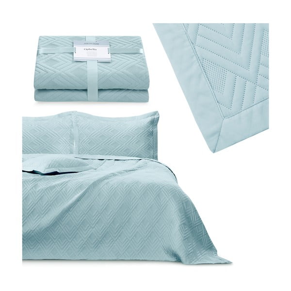 Világoskék mikroszálas steppelt ágytakaró 220x240 cm Ophelia – Restilo-image-4