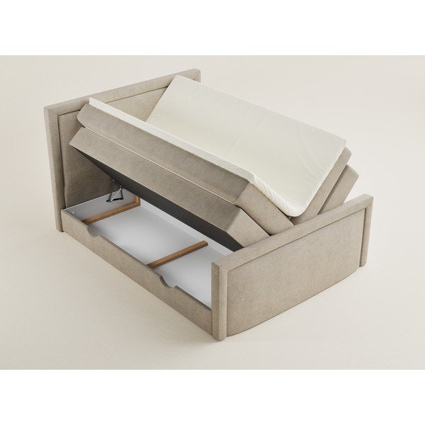 Bézs ágyneműtartós boxspring ágy 160x200 cm Fresco – Maison de Rêve-image-3