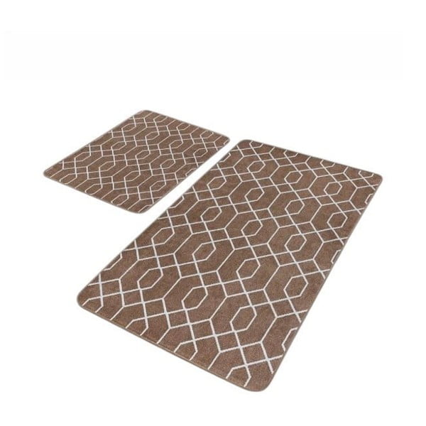 Barna bársony fürdőszobai kilépő szett 2 db-os 60x100 cm – Mila Home