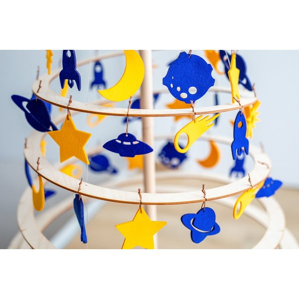 Medium 8 db-os sárga-kék filc karácsonyi dekoráció - Spira-image-3