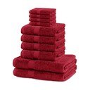 Piros frottír pamut törölköző és fürdőlepedő készlet 10 db-os Marina – Restilo