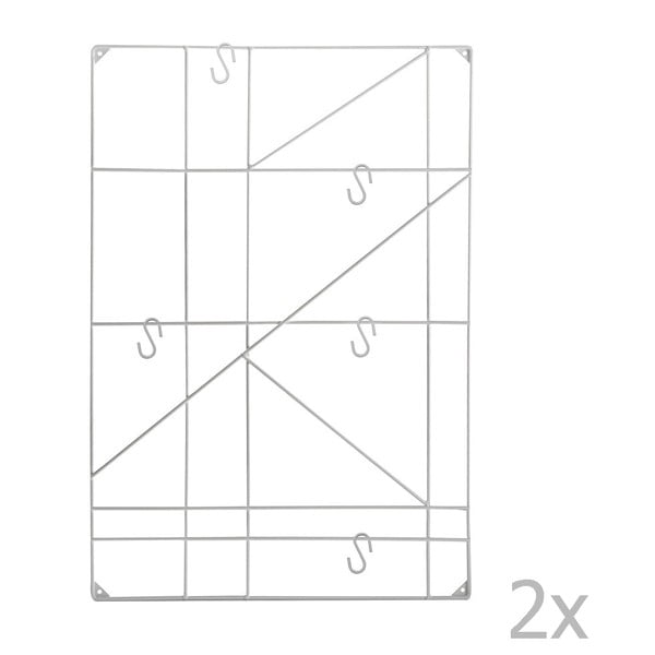 Geometric fehér fali konzol akasztókkal, 2 db - Versa