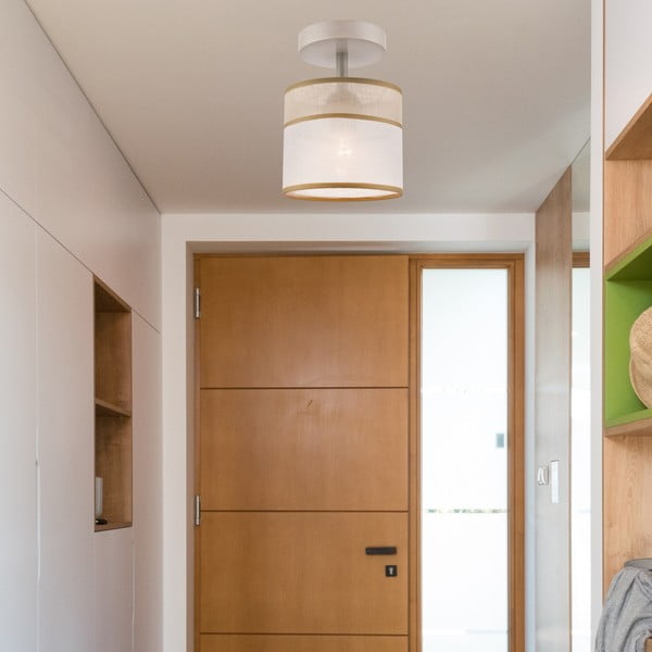 Világosbarna mennyezeti lámpa textil búrával ø 16 cm Andrea – LAMKUR-image-2