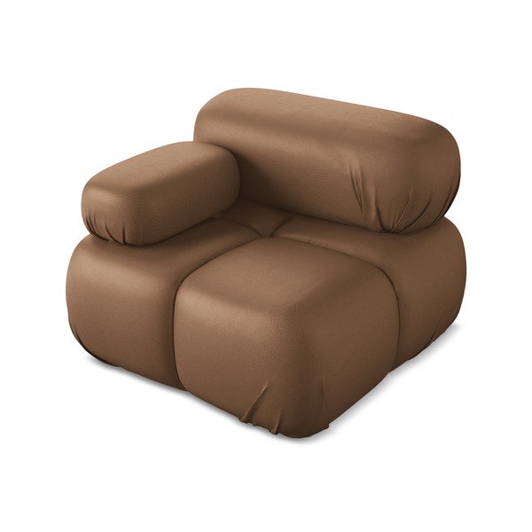 Barna bőrutánzat kanapé modul (bal oldali) Lokua – Makamii-image-1