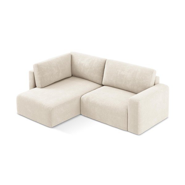 Krémszínű zsenília kinyitható-tárolóhelyes sarokkanapé (bal oldali-L alakú) Kona – Makamii-image-3