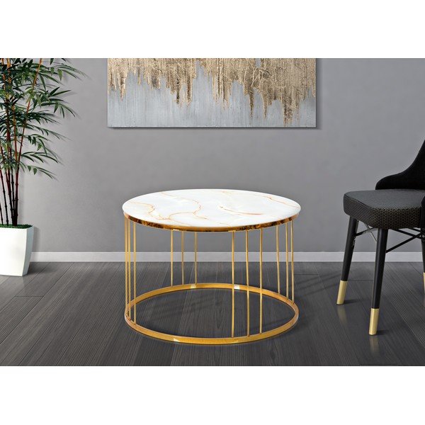 Simple Paris aranyszínű dohányzóasztal, ⌀ 70 cm - Mauro Ferretti-image-1