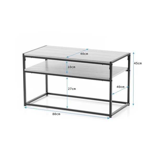 Barna dohányzóasztal diófa dekoros asztallappal 40x80 cm Pjan – Homede-image-4