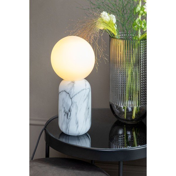 Gala fehér asztali lámpa márvány dekorral, magasság 32 cm - Leitmotiv-image-1