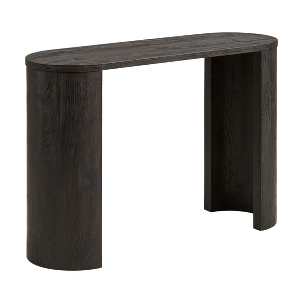 Sötétbarna konzolasztal tölgyfa dekorral 38x114 cm Bibione – House Nordic