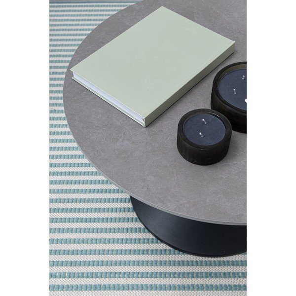 Fekete kerek dohányzóasztal márvány dekoros asztallappal ø 70 cm Joona – Bizzotto-image-3