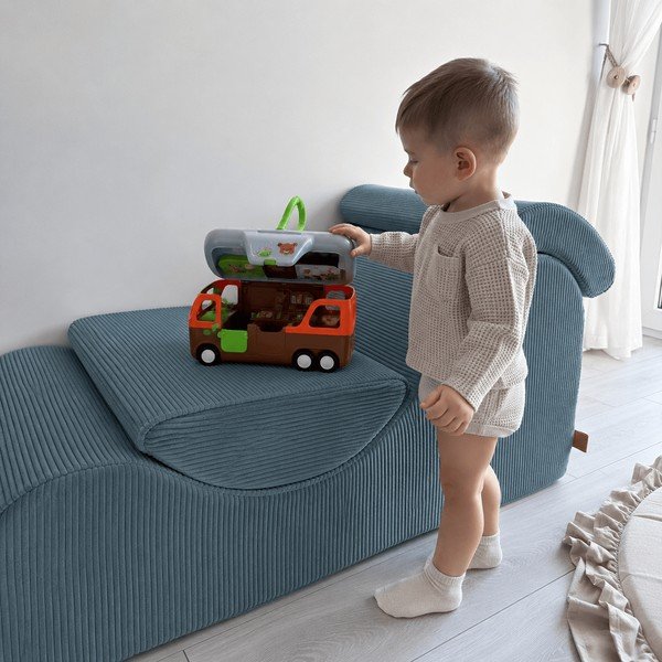 Türkiz kordbársony gyerek fotel Wave – Meowbaby-image-1