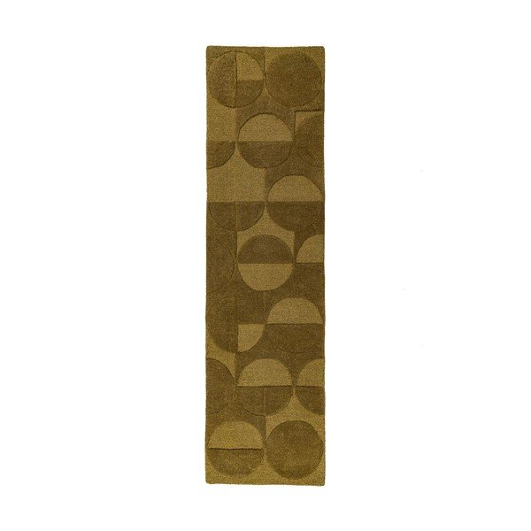 Sötétzöld kézi szövésű gyapjú futószőnyeg 60x230 cm Gigi – Flair Rugs