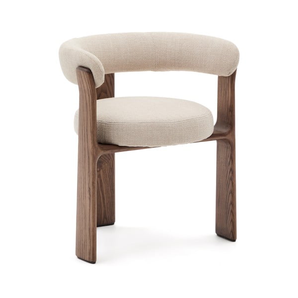 Barna-bézs kőrisfa karfás étkezőfotel Granite – Kave Home