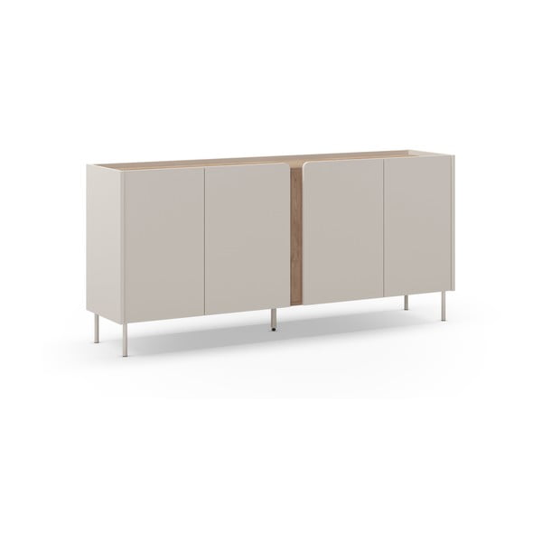 Krémszínű-natúr színű komód tölgyfa dekorral 180x82x40 cm Lucile – Marckeric-image-2