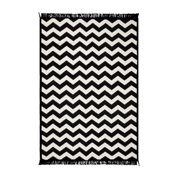 Zig Zag fekete-fehér kétoldalas szőnyeg, 120 x 180 cm