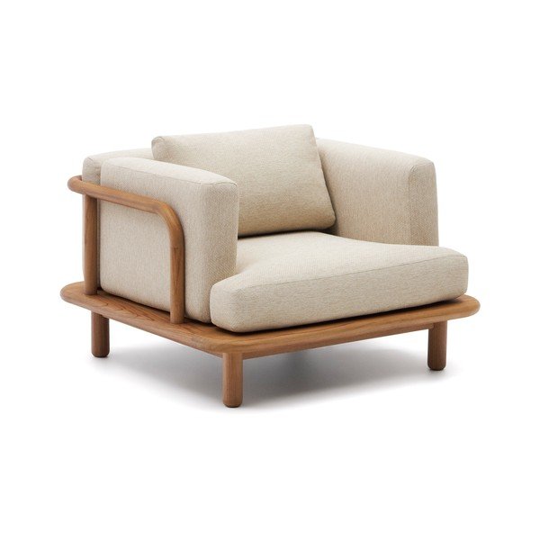 Bézs-natúr színű tömörfa kerti fotel Turqueta – Kave Home