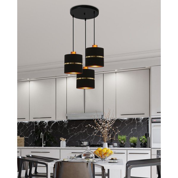 Fekete függőlámpa textil búrával ø 15 cm Assam – Candellux Lighting-image-1