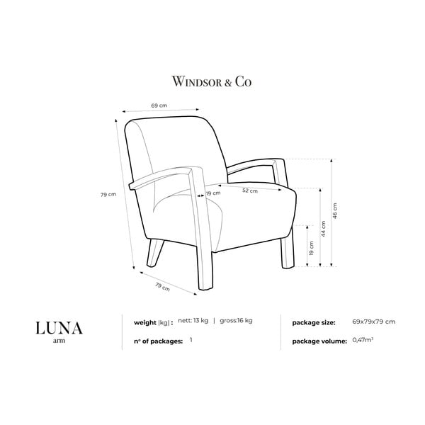 Luna sötétkék fotel világos lábakkal - Windsor & Co Sofas-image-3