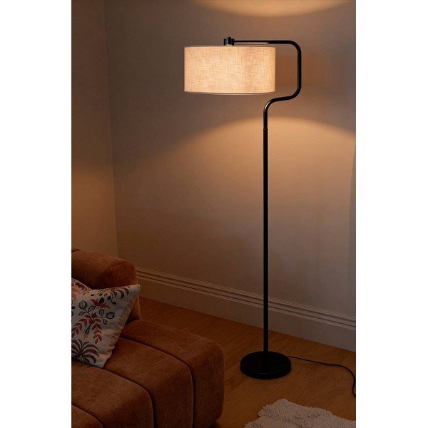 Fekete-krémszínű textil állólámpa (magasság 160 cm) Josho – Ellos Home-image-1