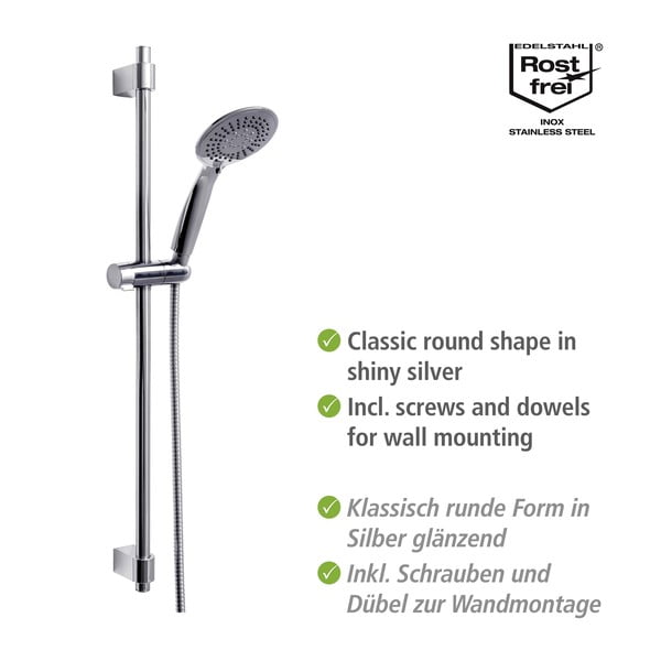 Fényes ezüstszínű rozsdamentes acél zuhanyszett 66 cm Young – Wenko-image-3