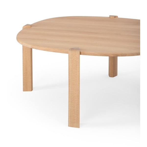 Natúr színű tölgyfa kerek dohányzóasztal ø 100 cm Kulin – Gazzda-image-4