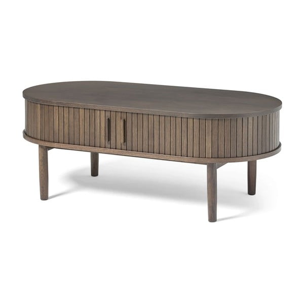 Sötét natúr színű dohányzóasztal tölgyfa dekorral 60x120 cm Meta – Unique Furniture