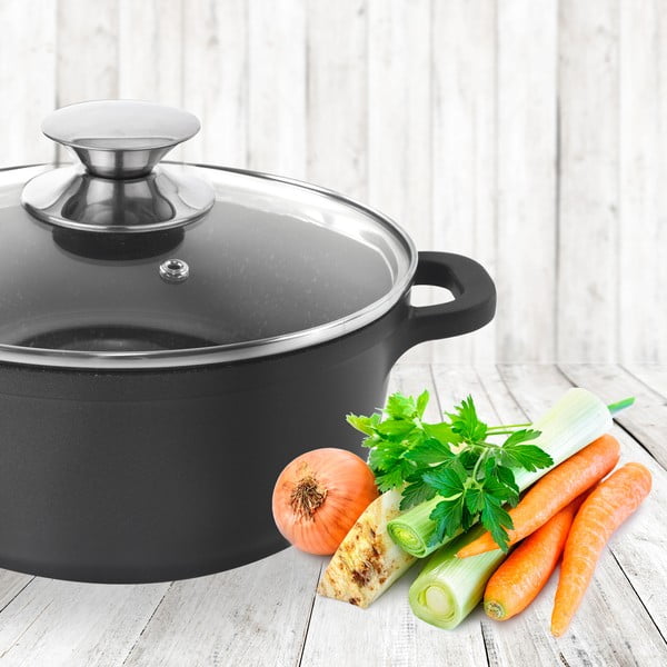 Grande tapadásmentes, alumínium edény üvegfedővel, ⌀ 20 cm - Orion-image-1