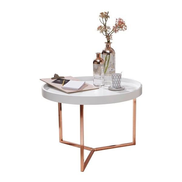 Wohnling Eva fehér tárolóasztal rézszínű lábakkal, ⌀ 58,5 cm - Skyport