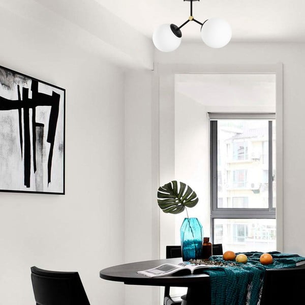 Fekete-fehér mennyezeti lámpa üveg búrával 15x44 cm Damar – Opviq lights-image-1