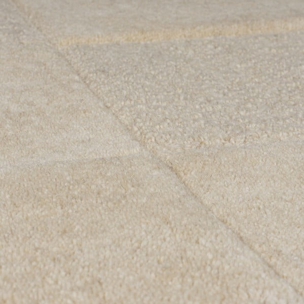 Bézs kézi szövésű gyapjú futószőnyeg 60x230 cm Checkerboard – Flair Rugs-image-3