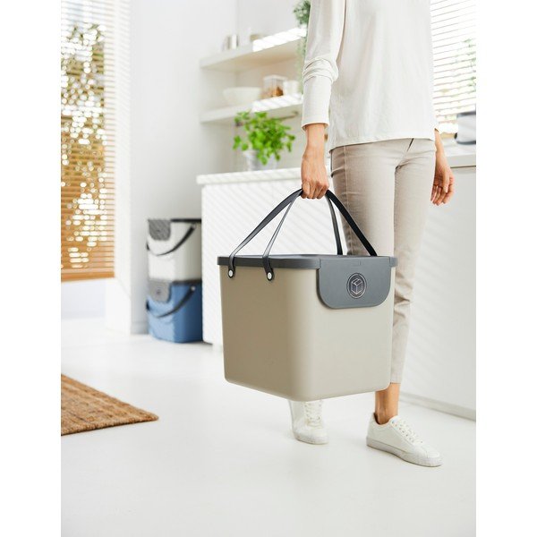 Világosbarna újrahasznosított műanyag szelektív szemetes 40 l Albula – Rotho-image-1