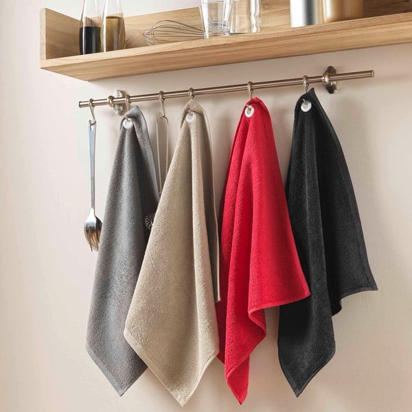 Piros frottír pamut törölköző 50x50 cm Cuistot – douceur d'intérieur-image-1