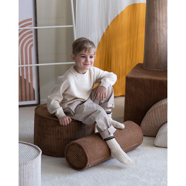 Barna kordbársony gyerek puff – Wigiwama-image-1