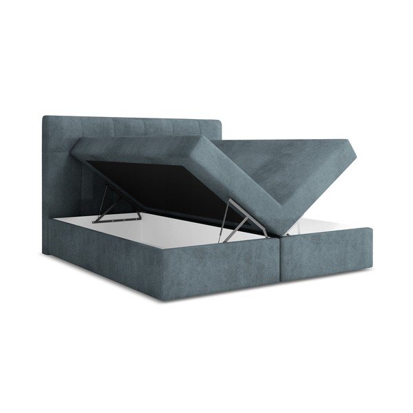 Világoskék ágyneműtartós boxspring ágy 160x200 cm Palta – Makamii-image-1