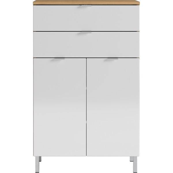 Mauresa fehér szekrény tölgyfa díszítéssel, magasság 97 cm - Germania-image-2