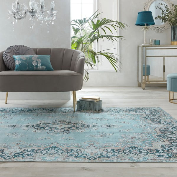 Türkiz mosható szőnyeg 80x150 cm FOLD Colby – Flair Rugs-image-4