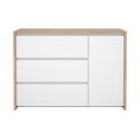 Fehér-natúr színű komód tölgyfa dekorral 119x84x48 cm Next – Tvilum