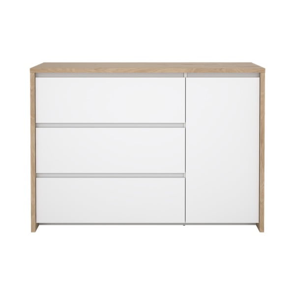Fehér-natúr színű komód tölgyfa dekorral 119x84x48 cm Next – Tvilum