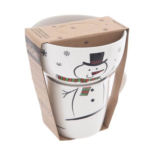 Fehér porcelán bögre és tálka szett karácsonyi mintával  2 db-os 350 ml – Orion-image-4