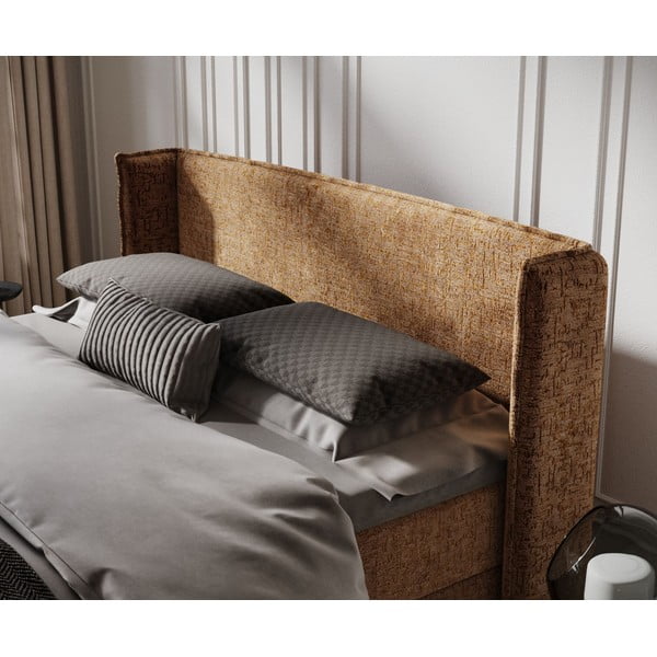 Narancssárga ágyneműtartós boxspring ágy 160x200 cm Passion – Maison de Rêve-image-4