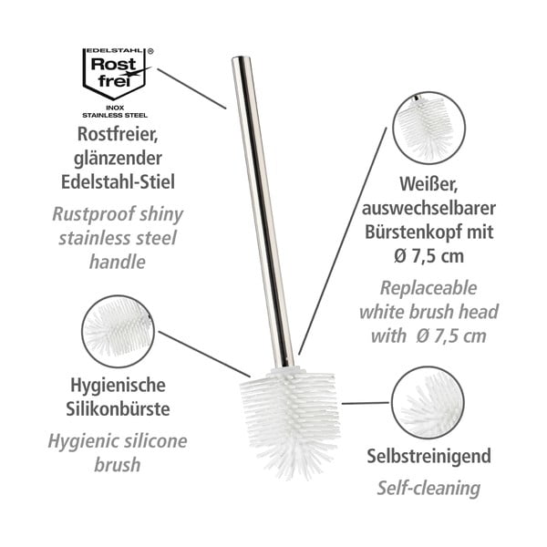 Cserélhető WC-kefe rozsdamentes acél markolattal - Wenko-image-2