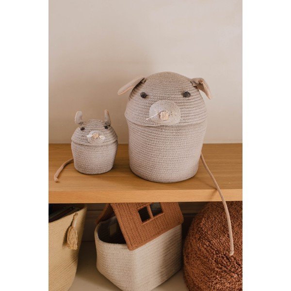 Szürke textil játéktároló kosár ø 15x15 cm Mini Renata the Rat – Lorena Canals-image-1