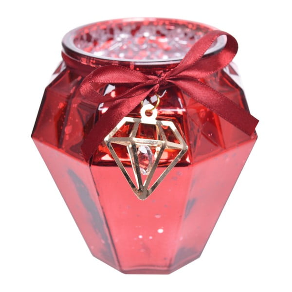 Piros üveg mécsestartó, magasság 13 cm - Ewax