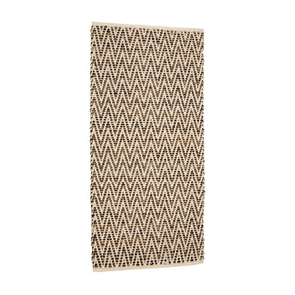 Barna szőnyeg jutából és bőrből, 170 x 130 cm - Simla
