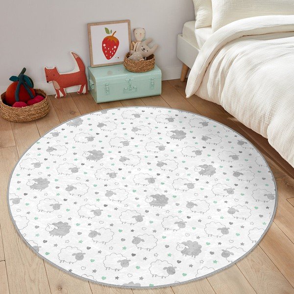 Fehér-világosszürke gyerek szőnyeg ø 80 cm Comfort – Mila Home-image-3