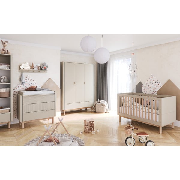 Bézs alacsony gyerek komód 100x52 cm Miloo – Pinio-image-4